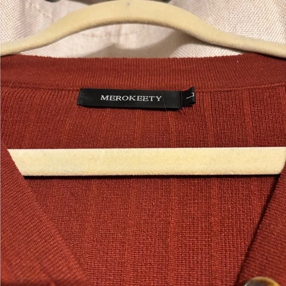 Women's V-Neck Sweater in Rust by New York & Company - Picture 2 of 3